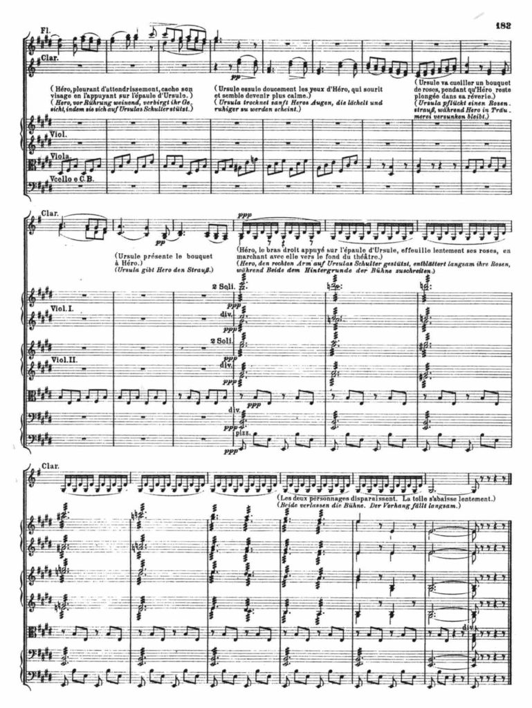 The score is in Emajor, with parts for flute, clarinet, violin, viola and cello